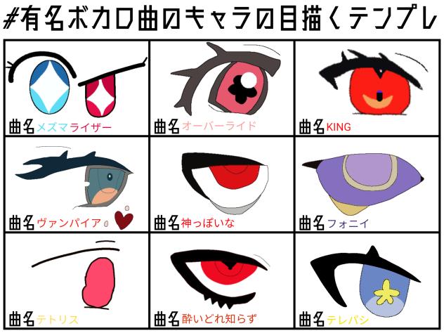 #有名ボカロ曲のキャラの目描くテンプレ