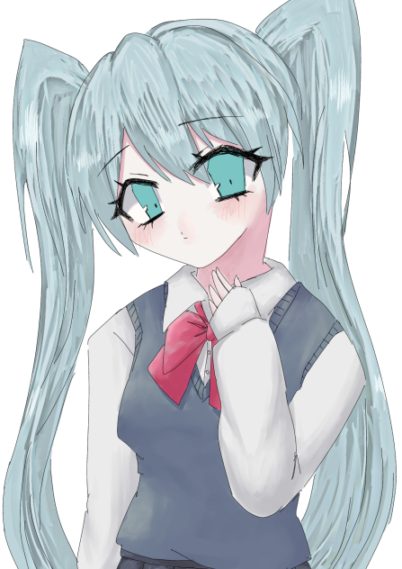 初音ミク(制服ver.)描いたよ~