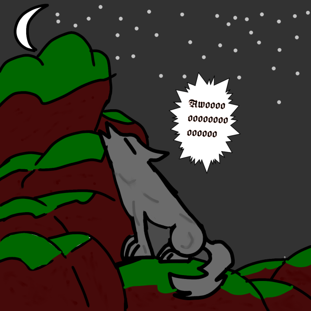 Wolf howling in the night sky - ibisPaint