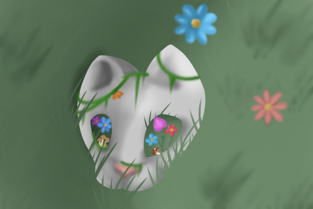 mossy mask in grass - ibisPaint