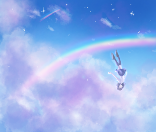 虹がかかる夜空