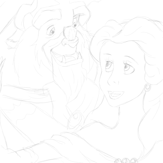 美女と野獣のベルと野獣描いてみた‼︎