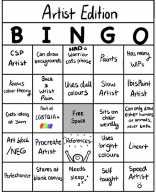 Artist Bingo BLANK