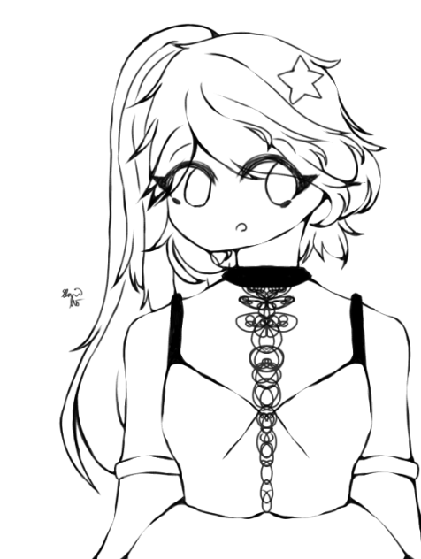 A Girl with a Star Clip Lineart