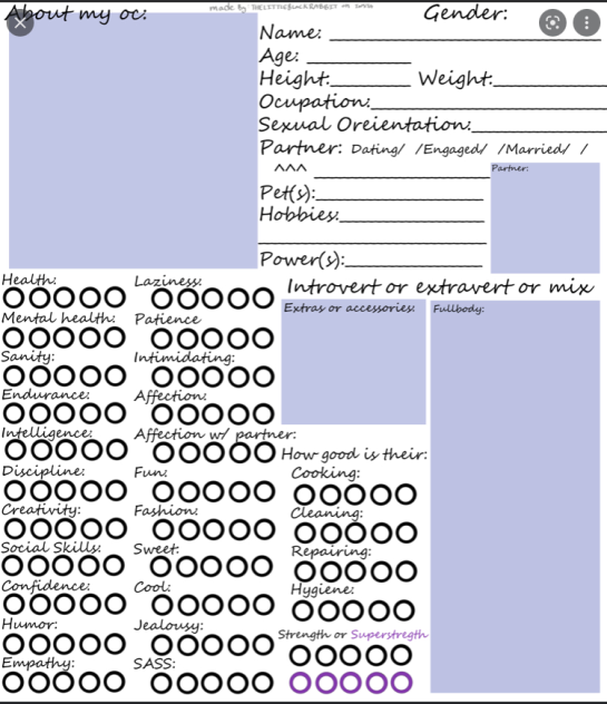 OC Sheet (For OC and Their Partner)
