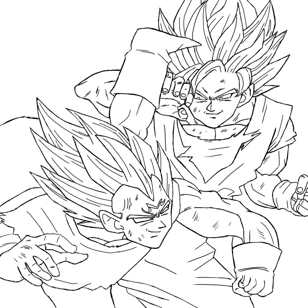 孫悟空VSベジータ 線画完成 - ibisPaint