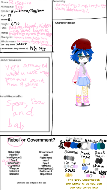 Character sheet in my sloppy writing