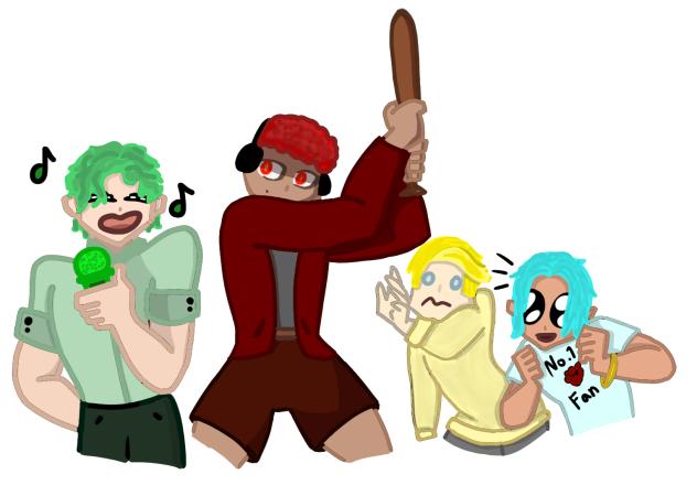 GREEN, RED, YELLOW AND BLUE AS HUMANS