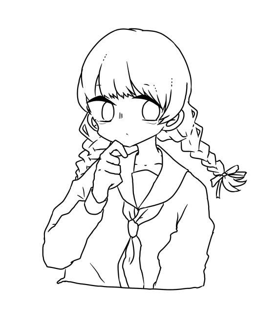 みつあみっ子の線画