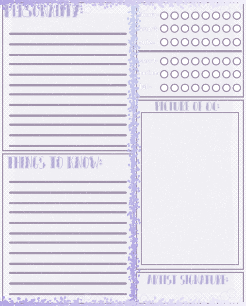 Aesthetically Me Character Sheets