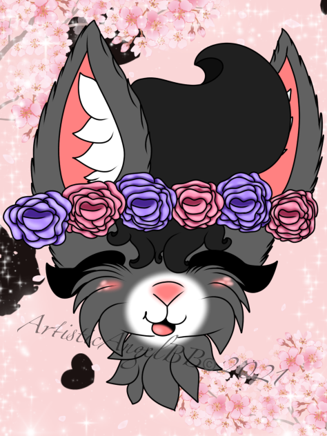 Portrait OfGrey Bunny With Flower Crown