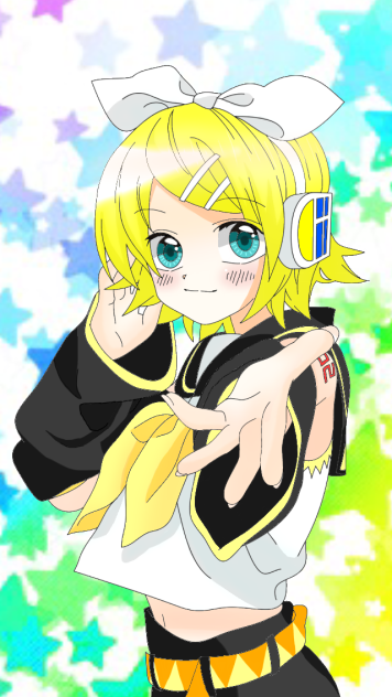 線画お借りしました鏡音リン(完成)