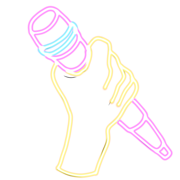 Neon Hand holding microphone