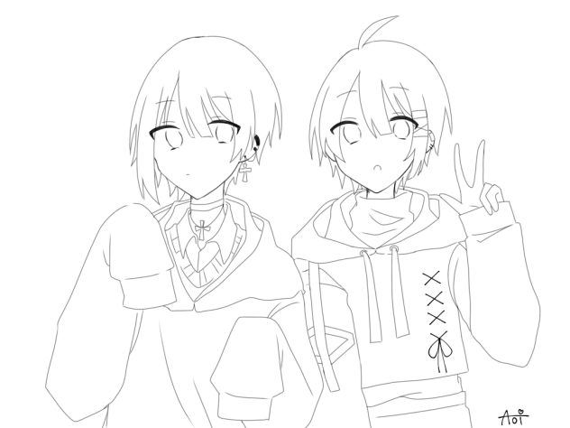 こーくんとコラボイラスト！線画