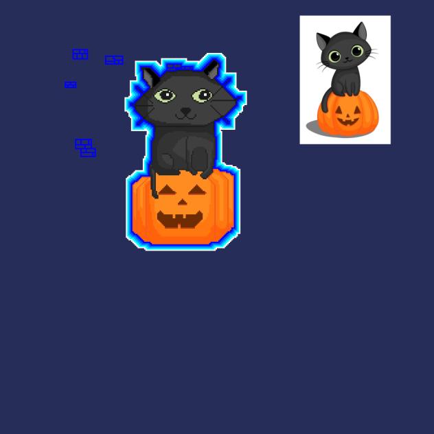 Chat halloween pixel art
