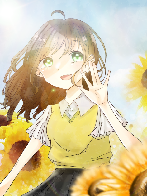 ひまわりの真ん中で
