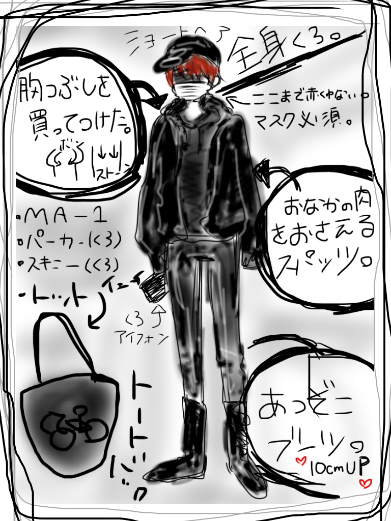 デブなはずの自分が痩せたねと言われた本日の詐欺ファッション Ibispaint