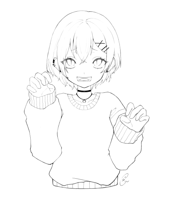 ねこてゃん　線画