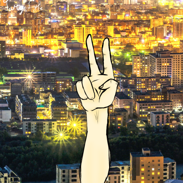 peace sign hand scetch practice - ibisPaint