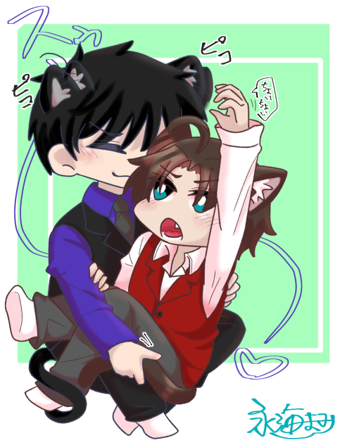 🐈‍⬛と🐈の戯れ