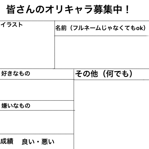 オリキャラ募集中！！