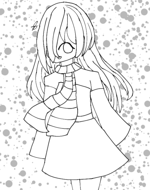 A Pretty Girl With a Scarf Lineart