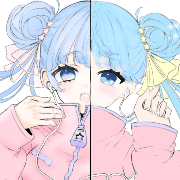 フリー線画半分塗り