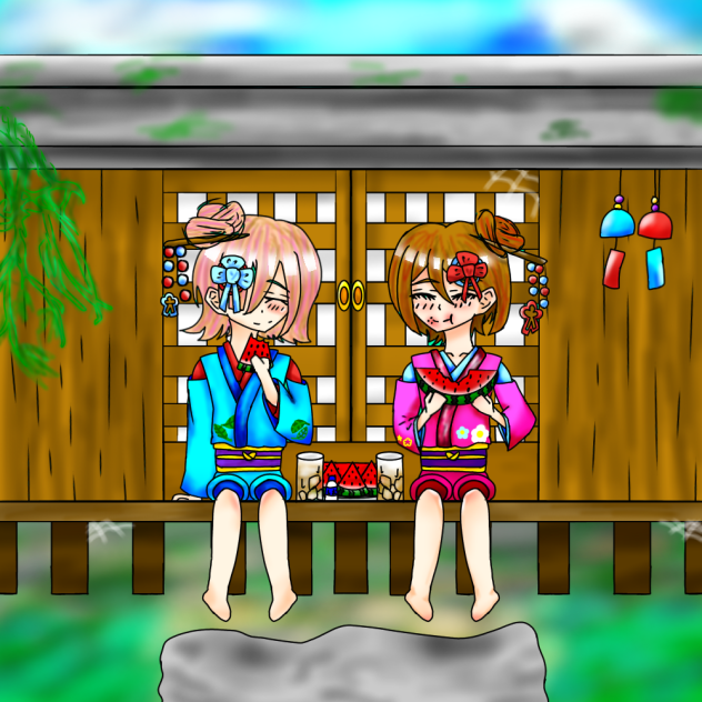 夏と家族とすいか