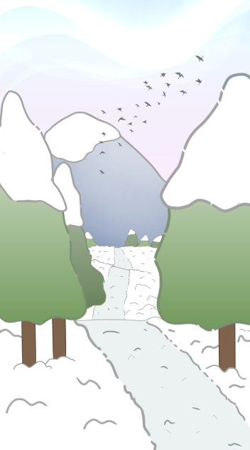 chibi winter scene.