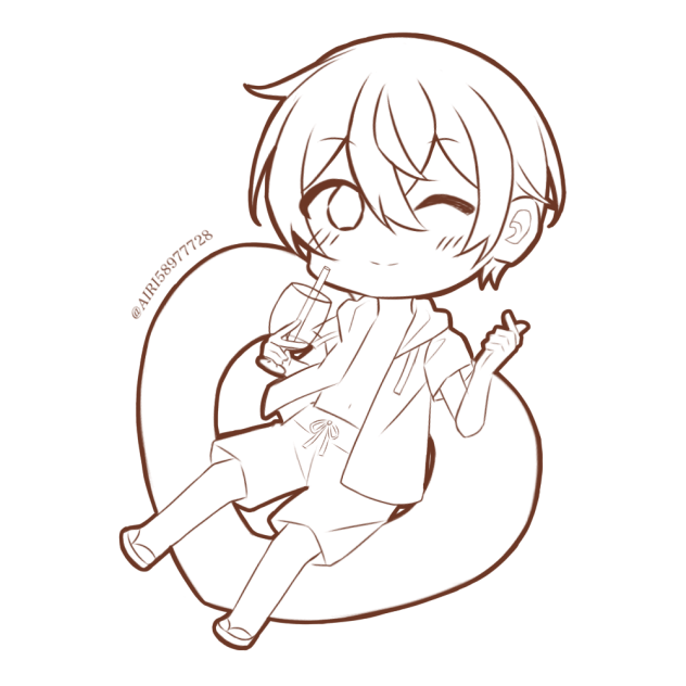 ころんくん　線画　夏