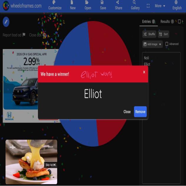 ELLIOT WON!