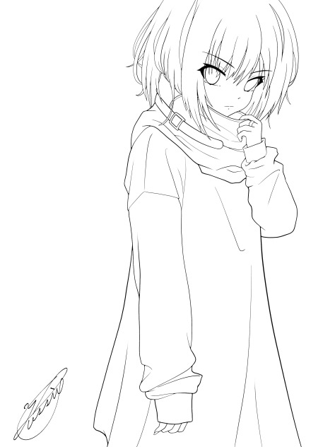 Lonely girl（線画）