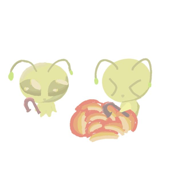 alien playing with human toy sticker - ibisPaint