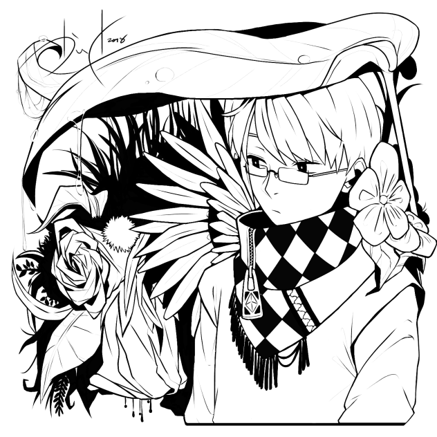 雨宿り（塗り絵）