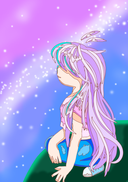 Girl looking at the night sky