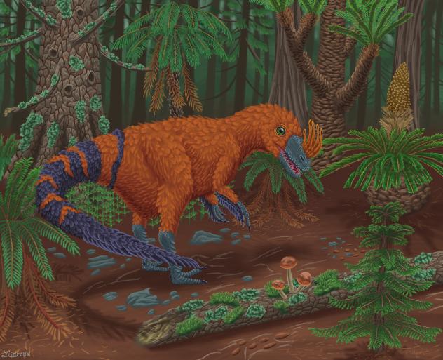 Ornitholestes hermanni in a Forest