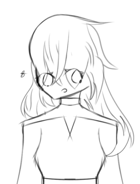 Girl with Wavy Hair Sketch