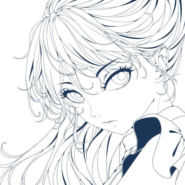 女子イラスト　塗り絵