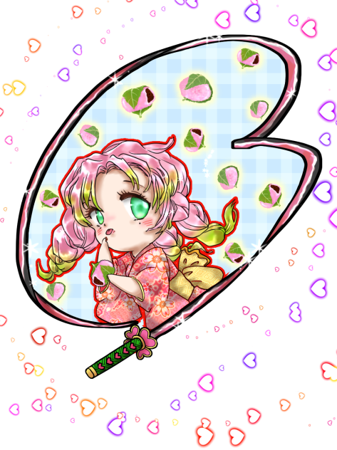 蜜璃ちゃんを描いてみた。