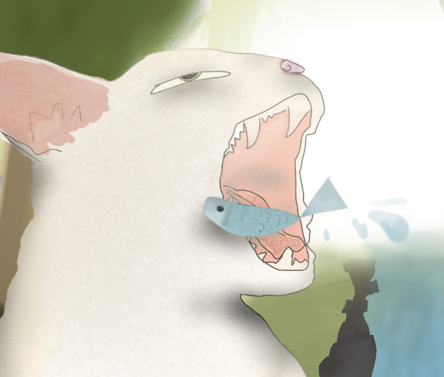 Catching fish near the river