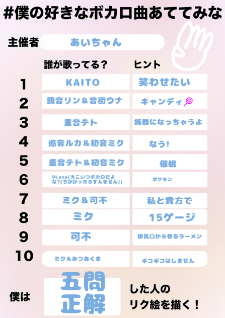 うちの好きなボカロ曲当ててみな！