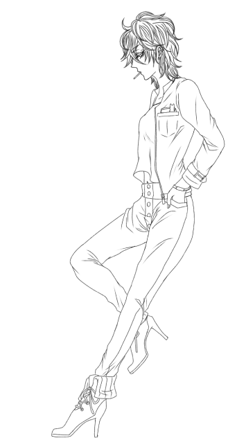 【線画】ボーイッシュ女子