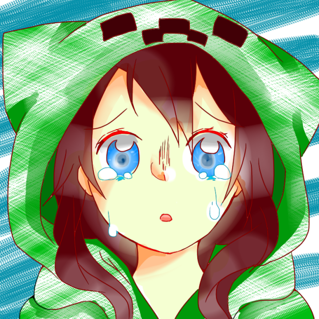 マイクラのクリーパーのパーカー着た少女