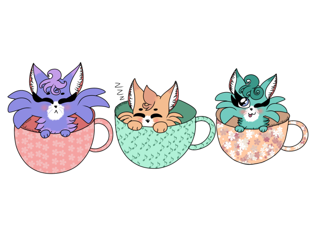 Colorful Little Kittens In Teacups -