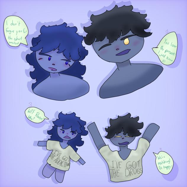 AQUA AND RAVEN MATCHING SHIRTS