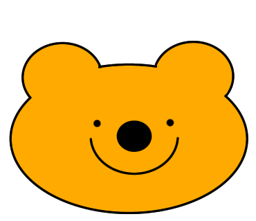 黄色いクマのイラストを描きました(楕円定規使用)
