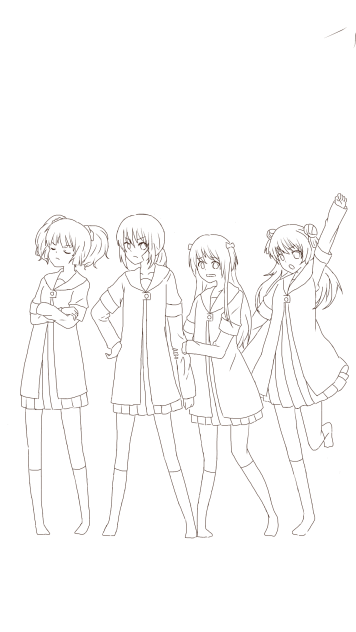 ゆるゆりの線画です