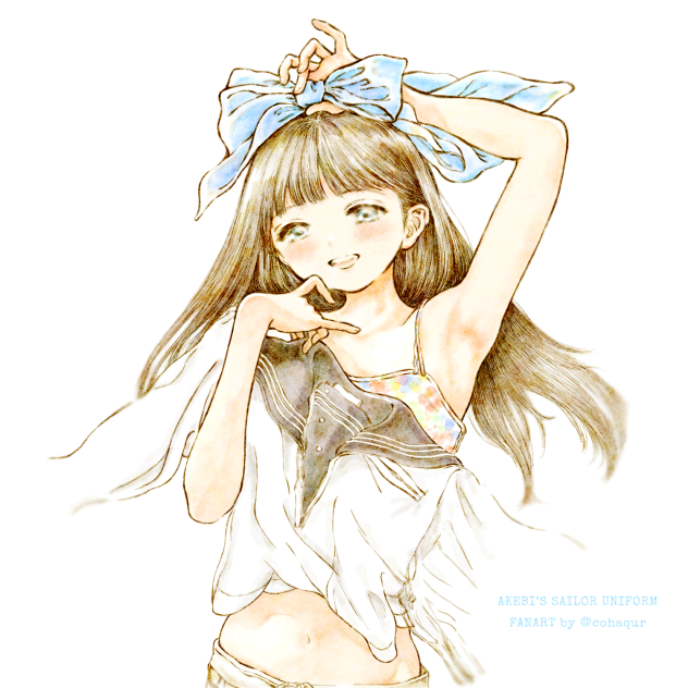 明日ちゃんのセーラー服リボンな明日ちゃん模写。