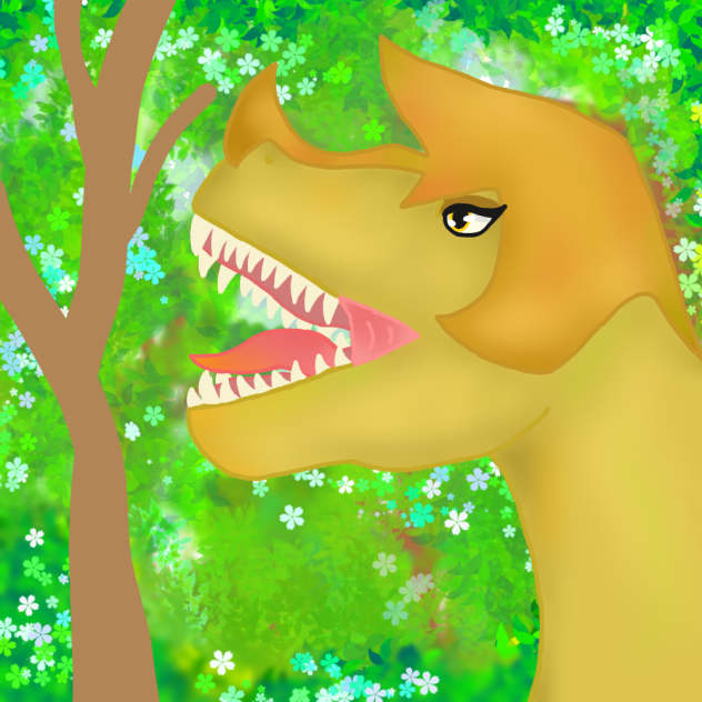 old yellow diamond dinosaur art