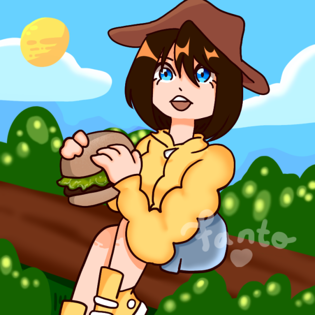 Texts Eating Burger - ibisPaint